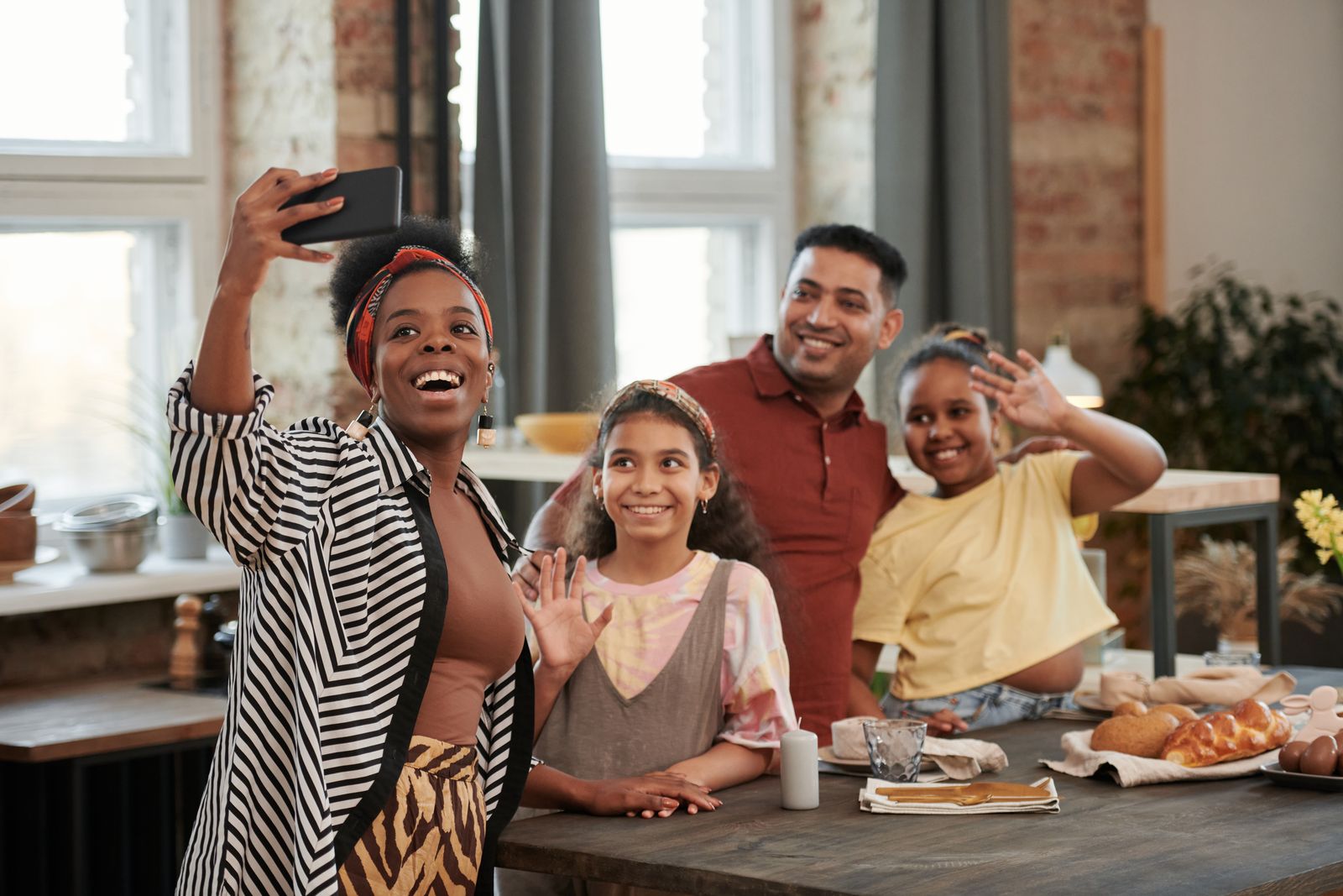 A family together in a renovated kitchen